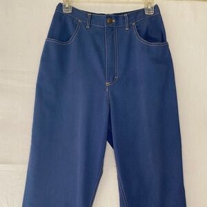 LB Blues Vintage Stretch Blue Jeans Elastic Band High Rise Stitch Seams Wa